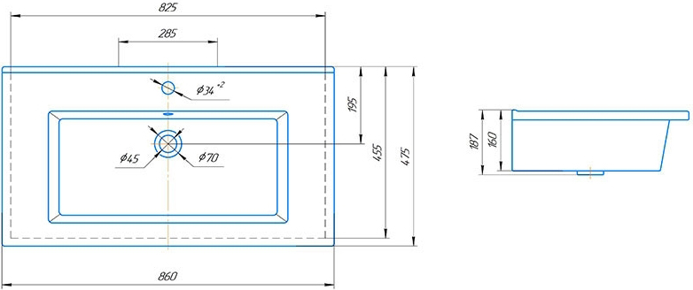Мебельная раковина Бриклаер Kirovit Оскар 85 4640021062227 - 1
