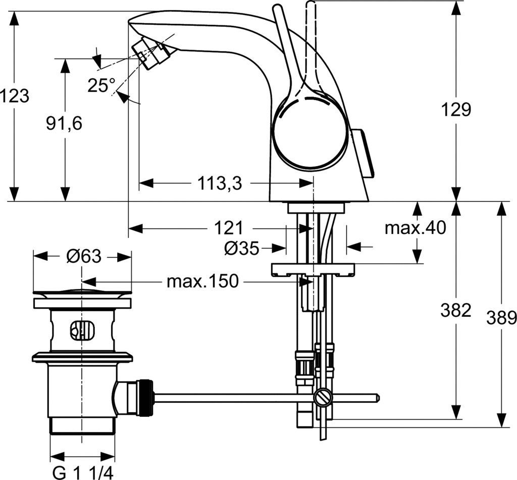 Смеситель для биде Ideal Standard Melange хром  A4268AA - 1