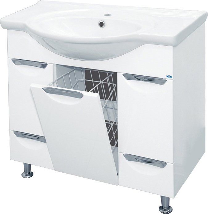 Тумба для комплекта Misty Жасмин 85 белая эмаль, 2 ящика, БК П-Жас01085-011К2Я - 0