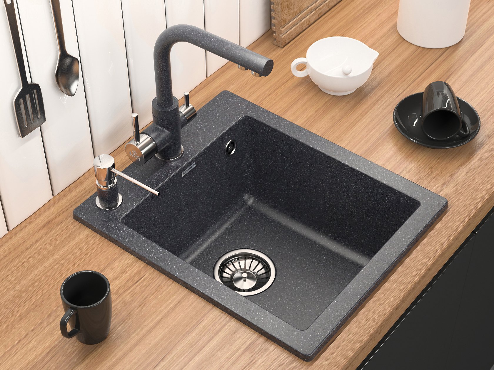 Дозатор для моющего средства Paulmark Kraft черный матовый D003-418 - 1