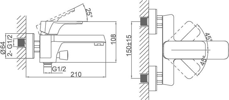 Смеситель для ванны D&K Berlin оранжевый, хром  DA1433213 - 2