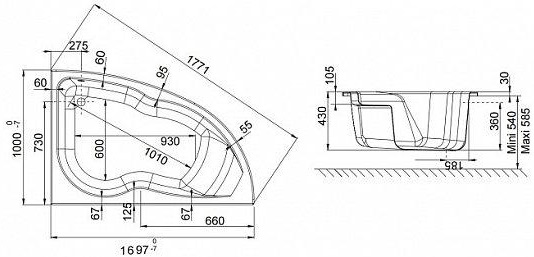 Акриловая ванна Jacob Delafon Micromega Duo 170x105 E60221RU-00 L - 3