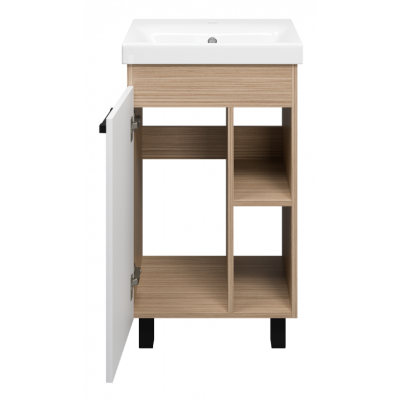 Тумба под раковину Misty Крафт 50 белая - светлое дерево П-Кра-07050-011 - 1