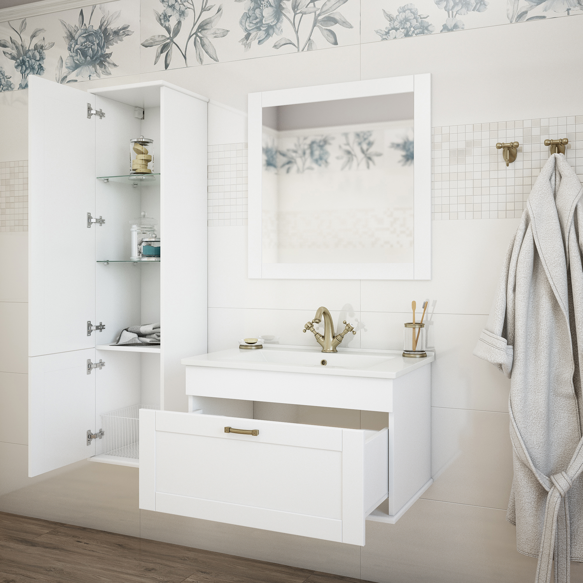 Шкаф-пенал Sanflor Ванесса L подвесной, белый С000005888 - 3