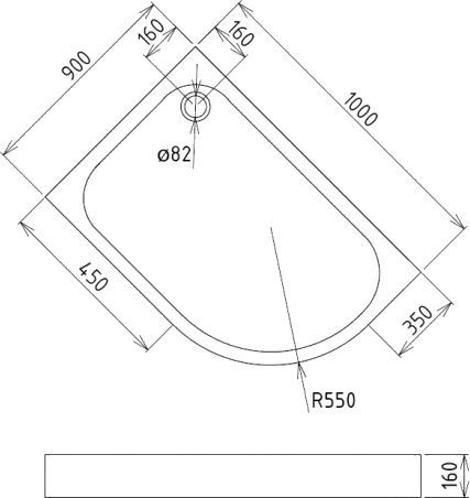 Душевой поддон Gemy  100x90 см  ST19 L - 1