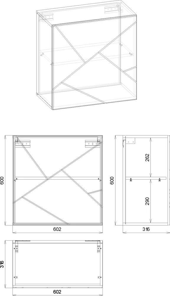 Шкаф Бриклаер Кристалл 60 софт графит  4627125414749 - 2