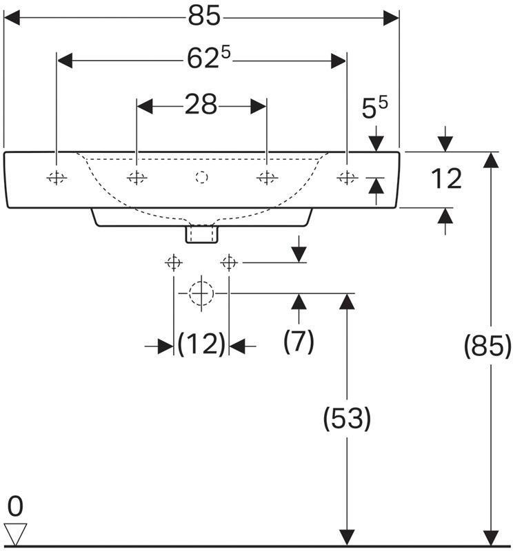 122185000 Renova Nr.1 Plan Раковина мебельная, с отв., с переливом 850x480 мм - 3