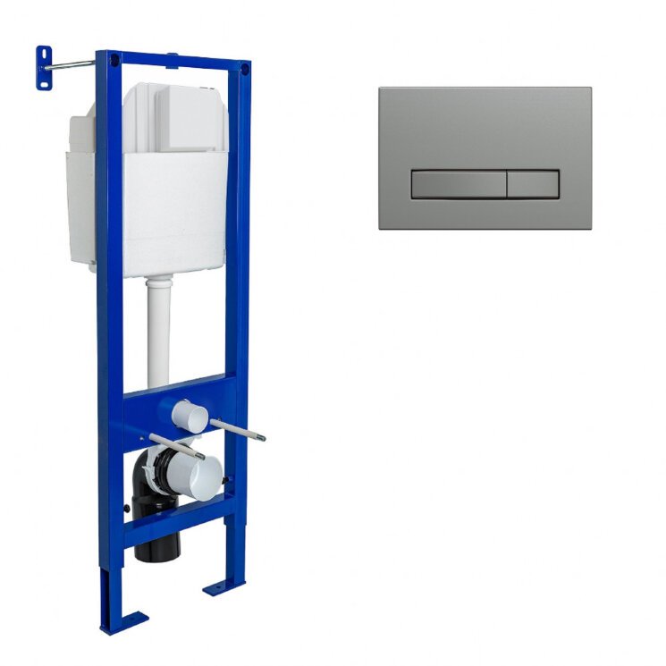 Инсталляция для унитазов Berges Atom с кнопкой смыва хром 040345 - 0