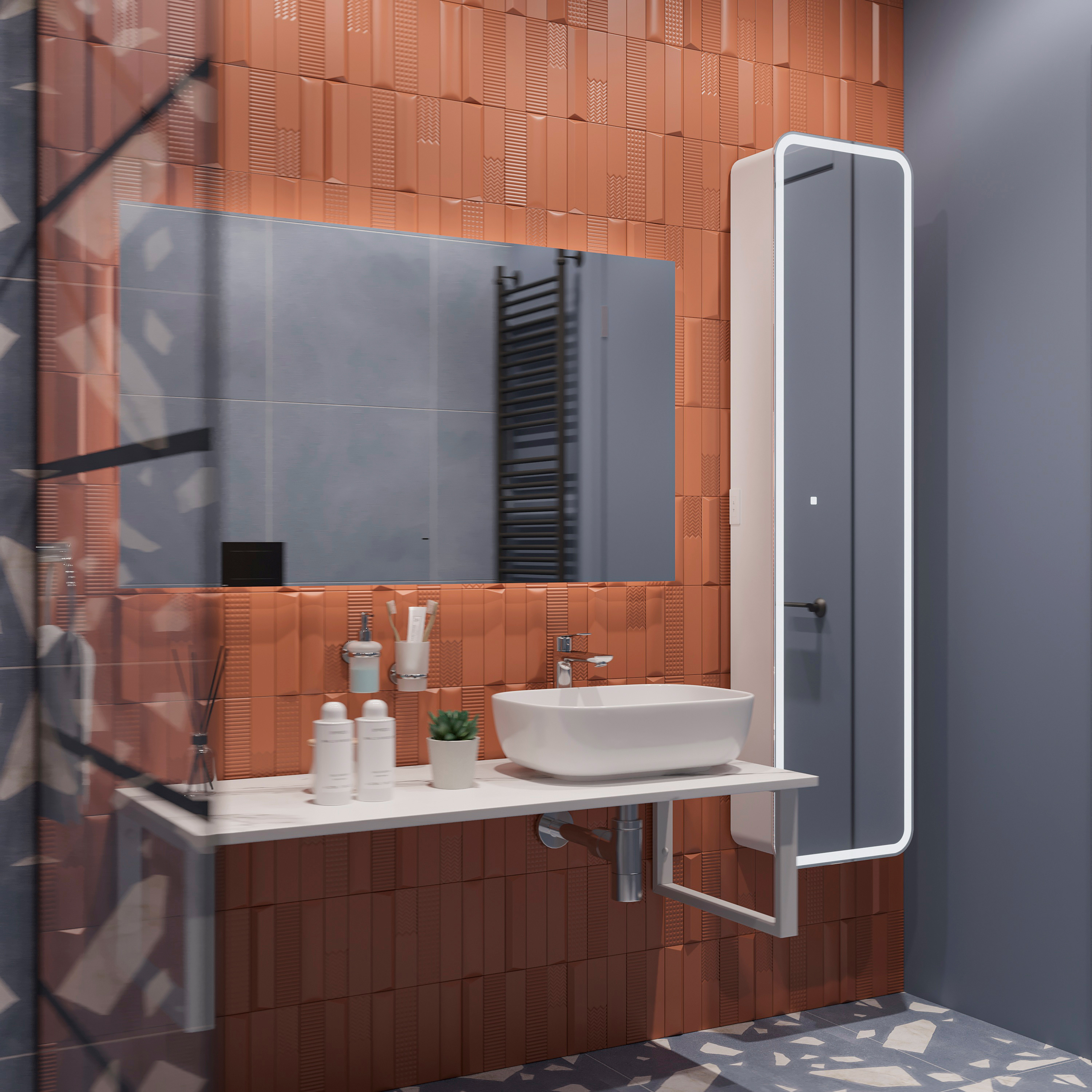 Столешница с раковиной DIWO Элиста 120 белый мрамор, с раковиной Moduo 50 Square 555795 - 2