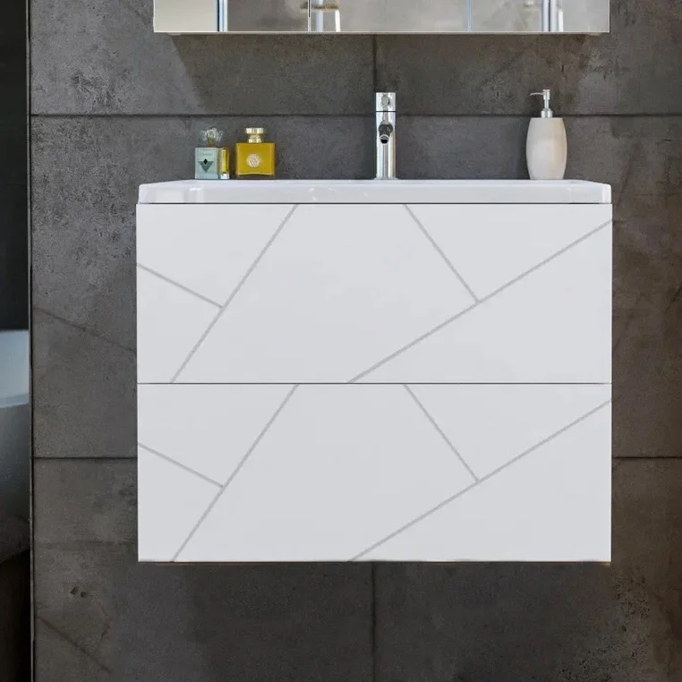 Тумба под раковину Бриклаер Кристалл 70 белая матовая  4627125415951 - 0