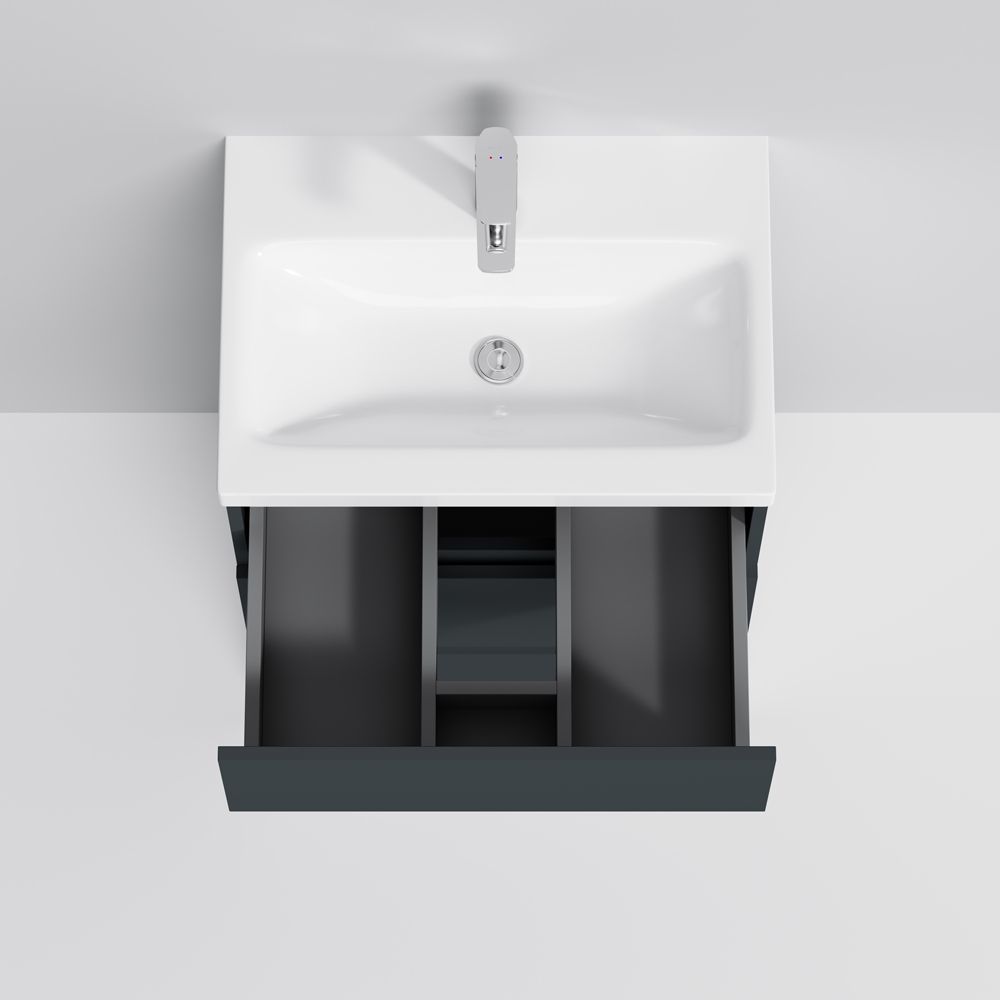 Тумба для комплекта AM.PM Gem S 60 графит матовый, напольная, с 3 ящиками M91FSX0602GM - 4