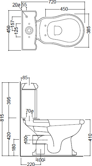 Бачок для унитаза Kerasan Retro белый  108101 - 3