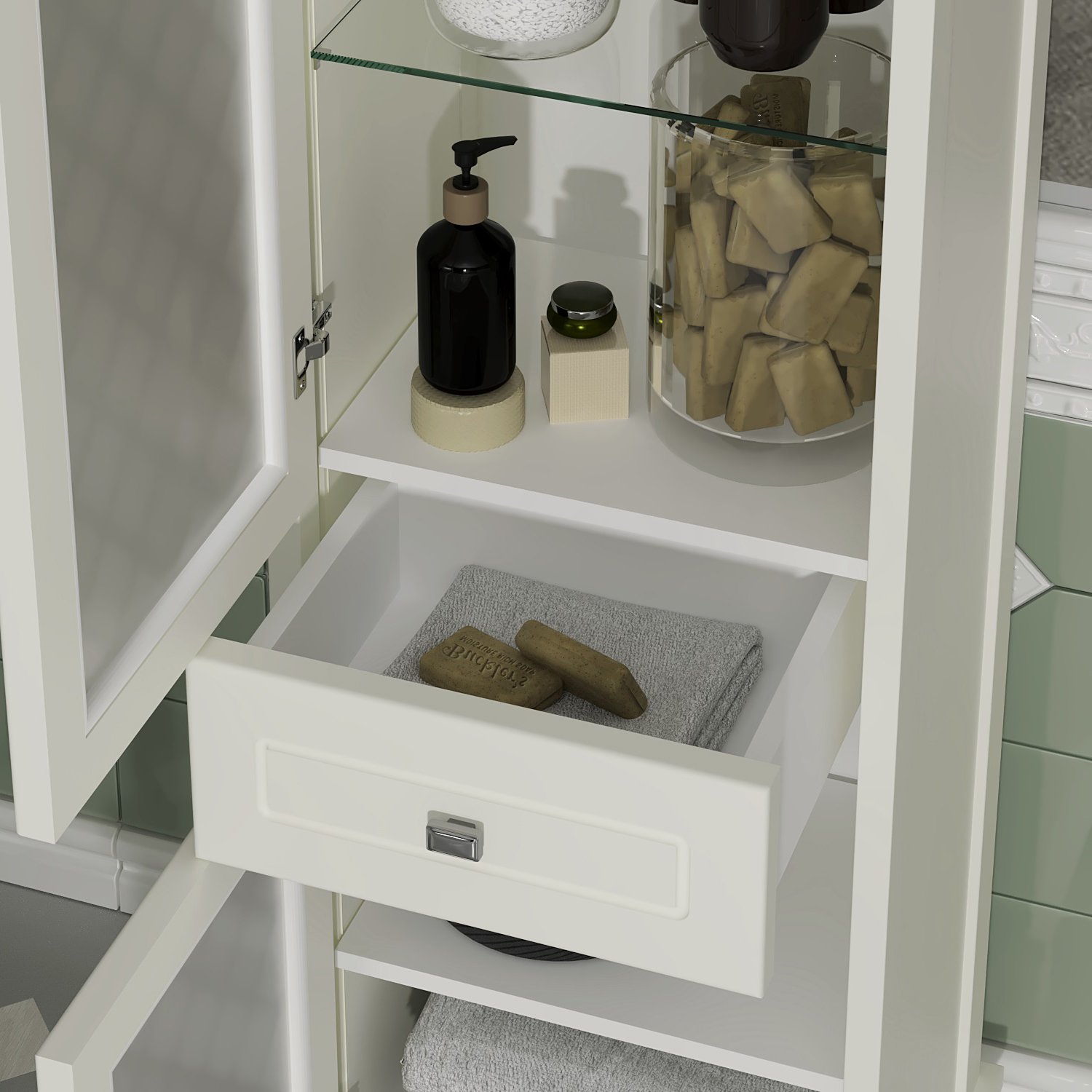 Шкаф-пенал Opadiris Омега 45 L слоновая кость 00-00001616 - 3