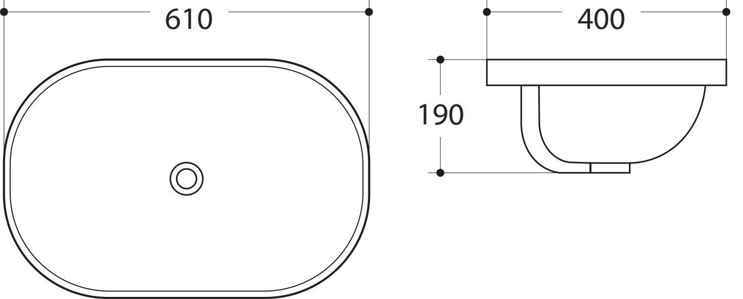 Раковина керамическая полувстраиваемая AM-5006-C, цвет белый, 610х400х190 - 1