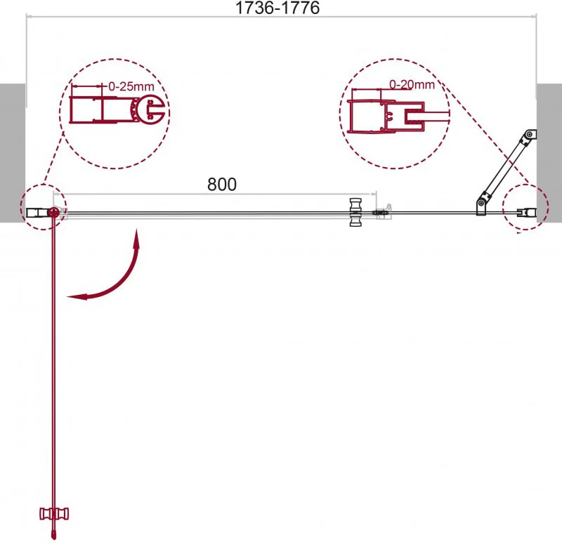 Душевая дверь BelBagno Etna 180 профиль хром  ETNA-B-11-90+90-C-Cr - 4