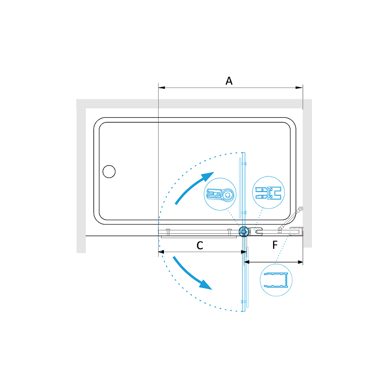 Шторка на ванну RGW 100х150 хром стекло прозрачное 03111210-11 - 2