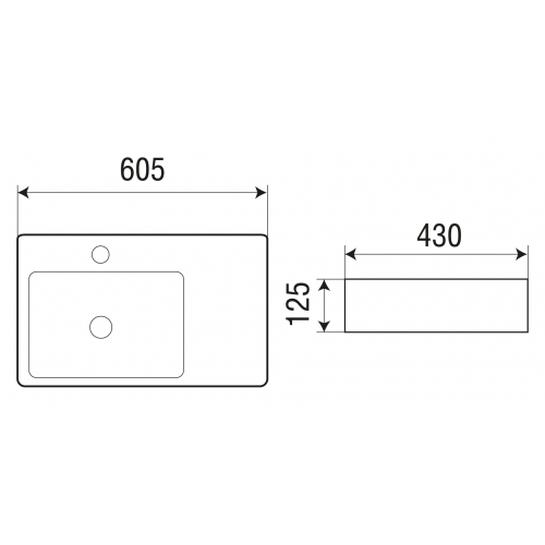 Раковина накладная Weltwasser WW ELBACH 2223 L 60.5 белый  10000004573 - 1
