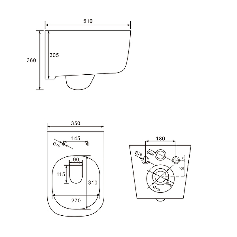 Унитаз подвесной Comforty белый с сиденьем микролифт 00004150338 - 3