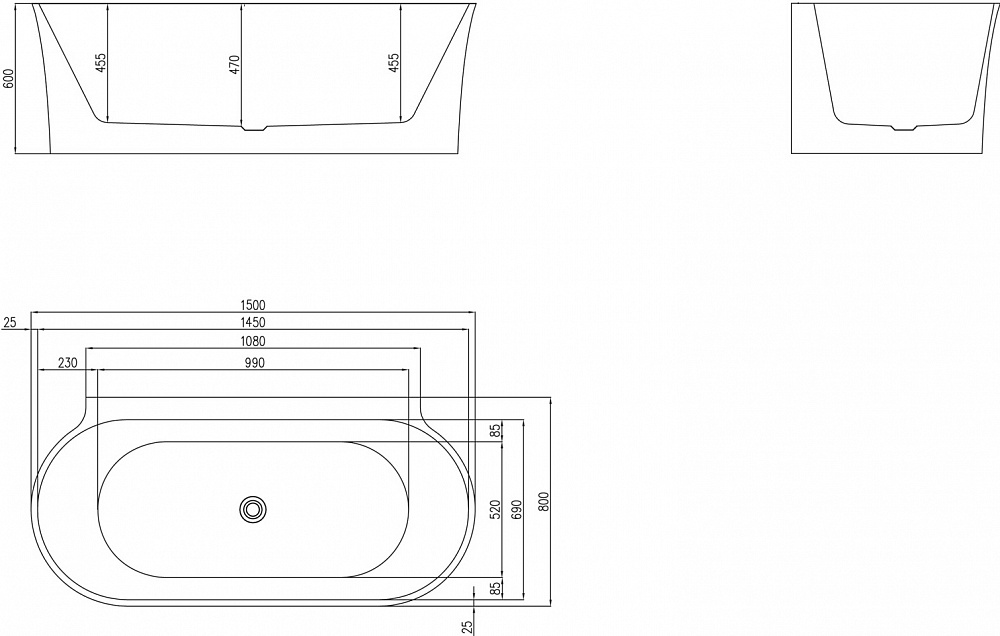 Акриловая ванна BelBagno BB409-1500-800 - 4