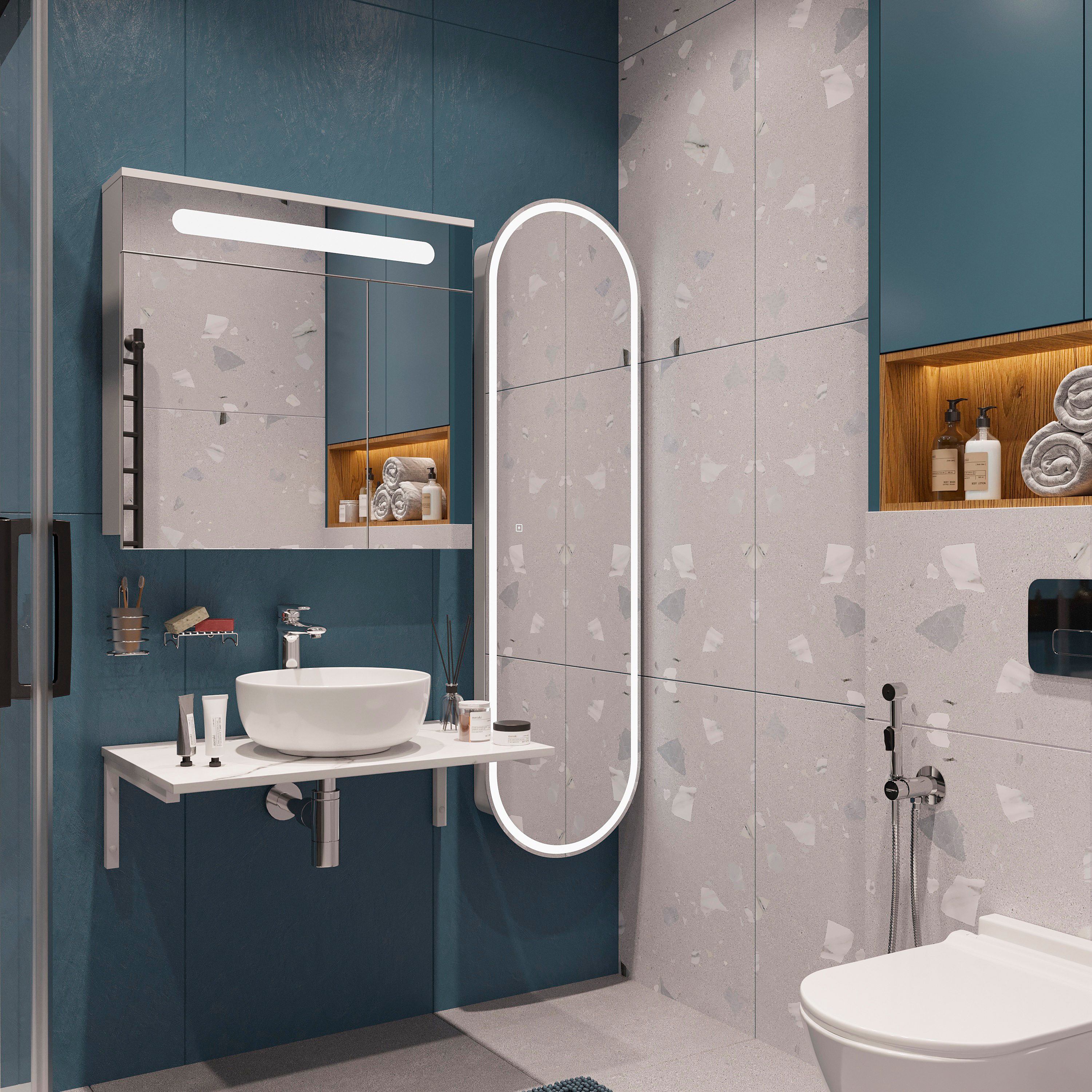 Мебель для ванной DIWO Элиста 80 белый мрамор, с раковиной Moduo 40 RING 555065 - 1