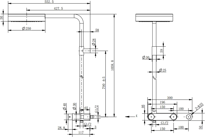 Душевая стойка Cezares Moon MOON-CD-TA250-01 - 2