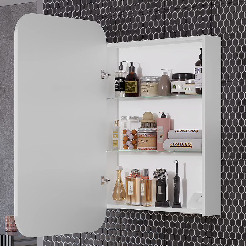 Зеркало шкаф Opadiris Элеганс 60 с подсветкой белый матовый 00-00006871 - 1