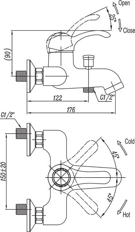Смеситель Cezares Lira C VDM1 01 для ванны с душем LIRA-C-VDM1-01 - 1