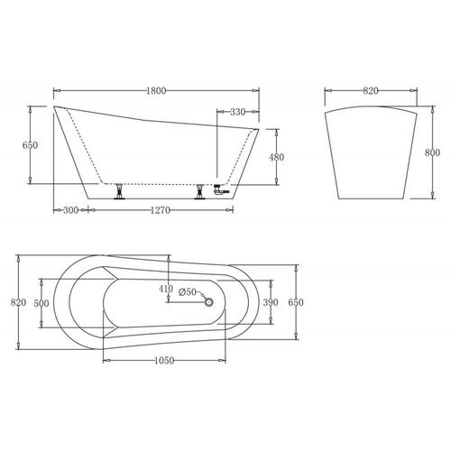 Акриловая ванна BelBagno 180х87 белый  BB63-1800-W0 - 3