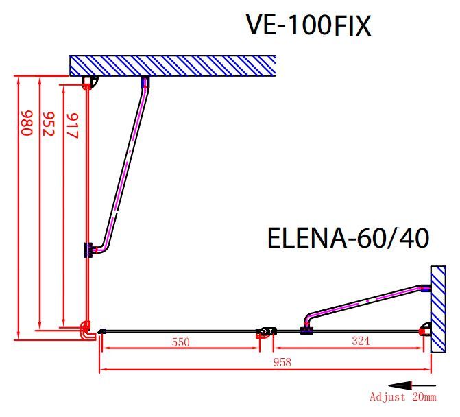 Душевой уголок Cezares Elena 100х100 хром стекло рифленое ELENA-W-A-12-100-P-Cr-R - 6