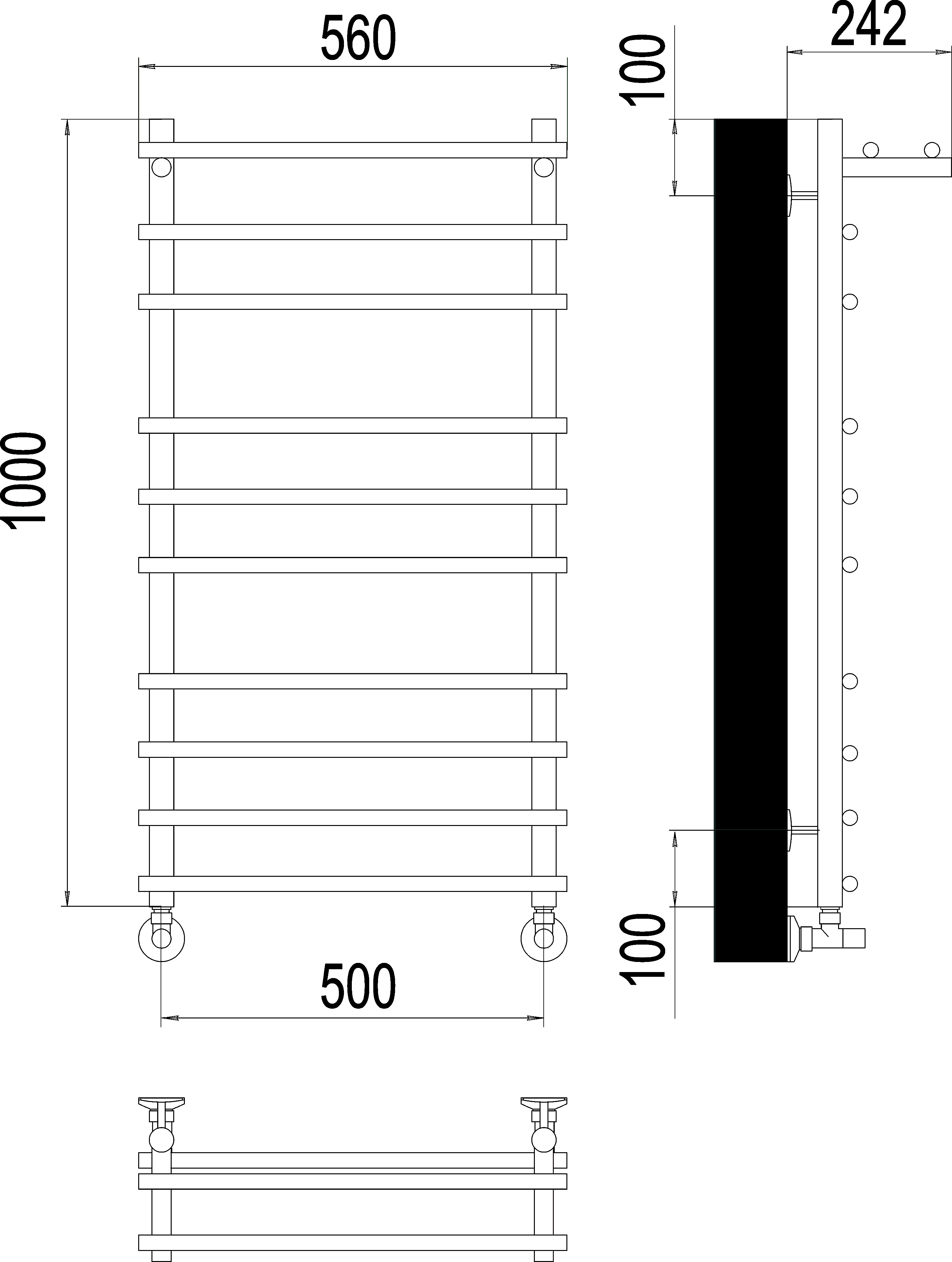 Водяной полотенцесушитель Terminus Ватра П10 500х1000 с полкой Хром 4670078529497 - 2