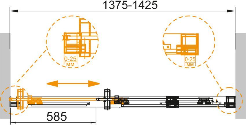 Душевая дверь в нишу Cezares Duet Soft BF 1 140 C Cr DUET SOFT-BF-1-140-C-Cr - 2