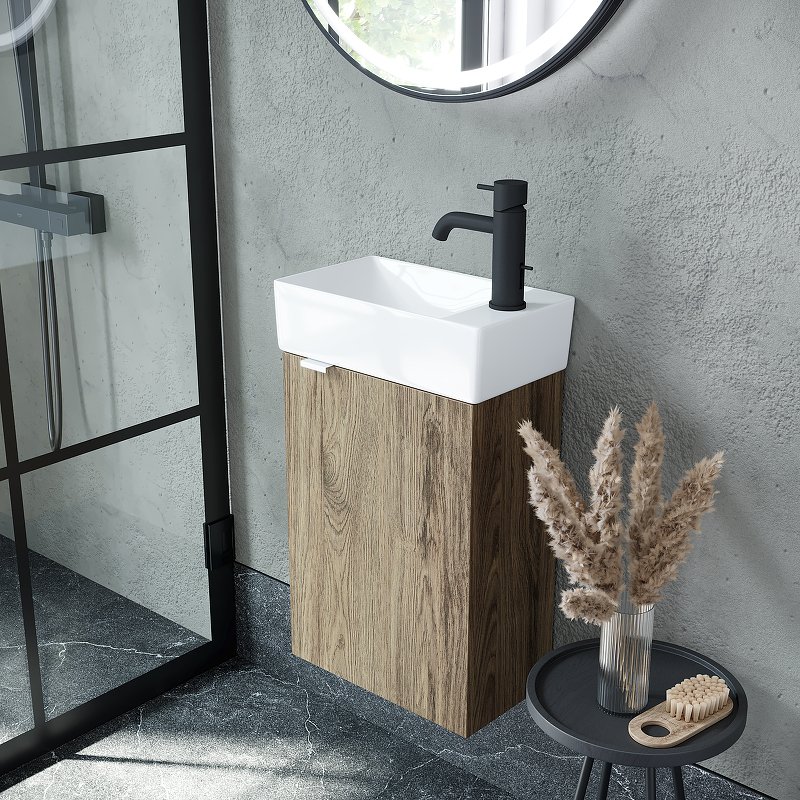 Тумба под раковину подвесная правая Sancos Mini 37 светлое дерево MN35ECHR - 2