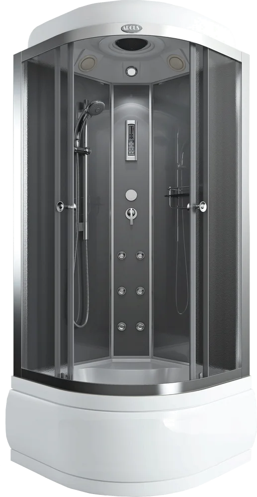 Душевая кабина Arcus 100х100 хром стекло матовое с гидромассажем AS-105-10 - 0