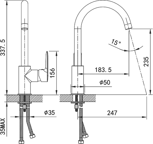 Смеситель Iddis Cuba для кухонной мойки, белый CU6WTJ0i05 - 2