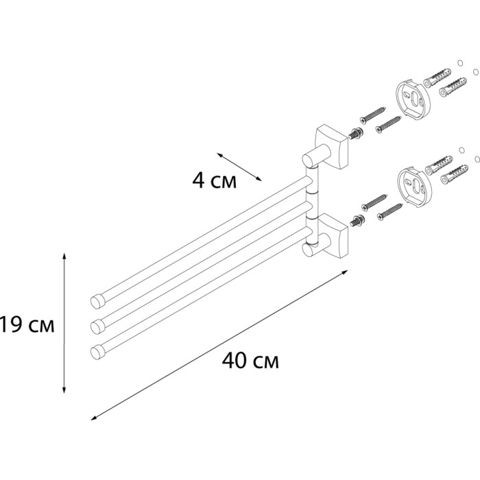 Полотенцедержатель Fixsen Kvadro поворотный, тройной  FX-61302A-3  - 3