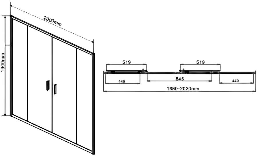 Душевая дверь в нишу Vincea Garda VDS-1G2200CH 220 см, профиль хром, стекло шиншилла - 2