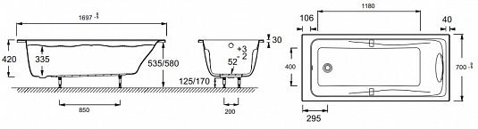 Акриловая ванна Jacob Delafon Odeon Up 170x70 см  E6080RU-00 - 4