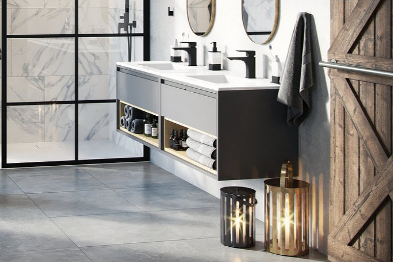 Тумба под раковину EXCELLENT Tuto 60 серый - светлое дерево MLEX.0101.600.GRBL - 3