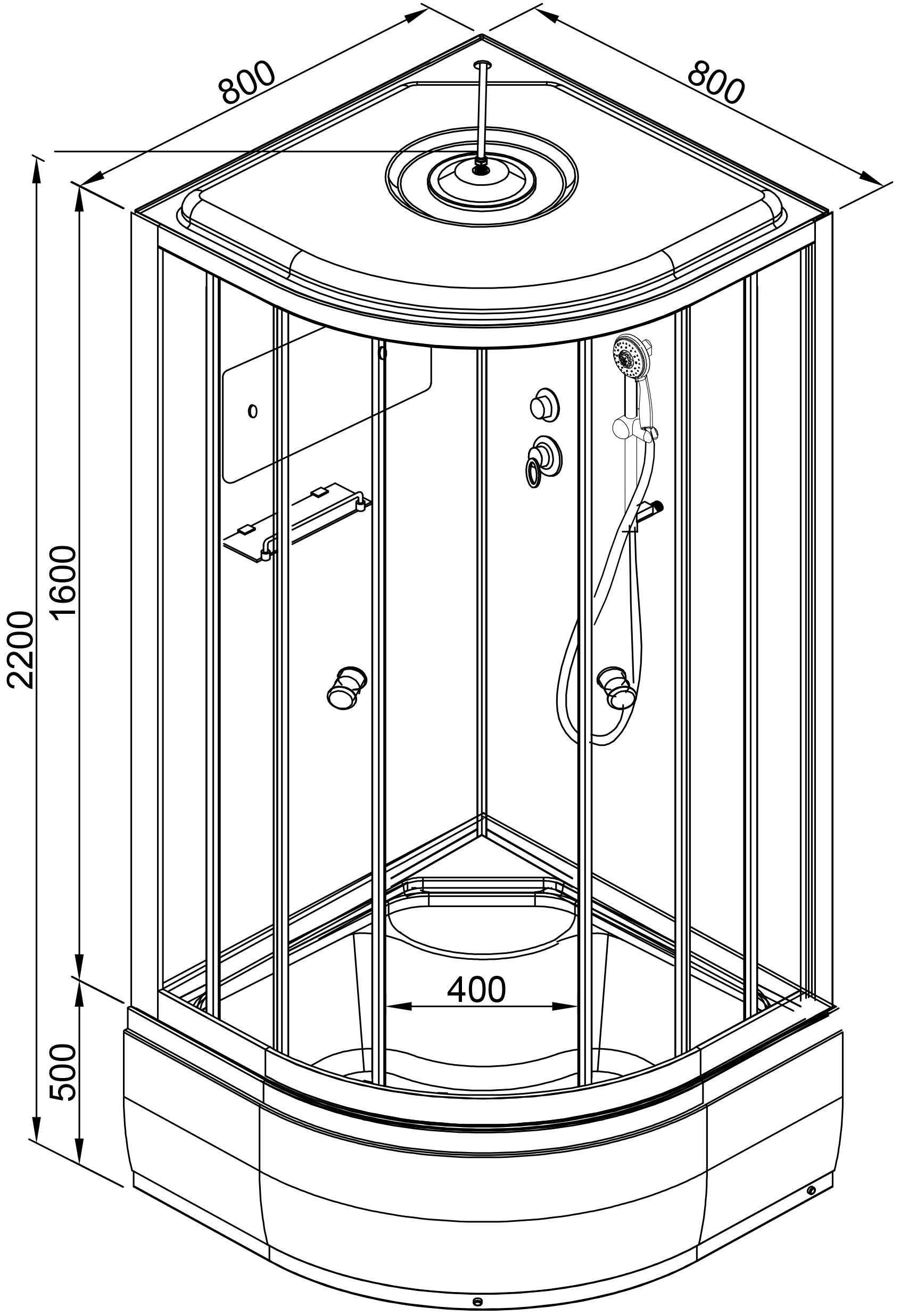 Душевая кабина Deto D90S LED D90SLED - 21
