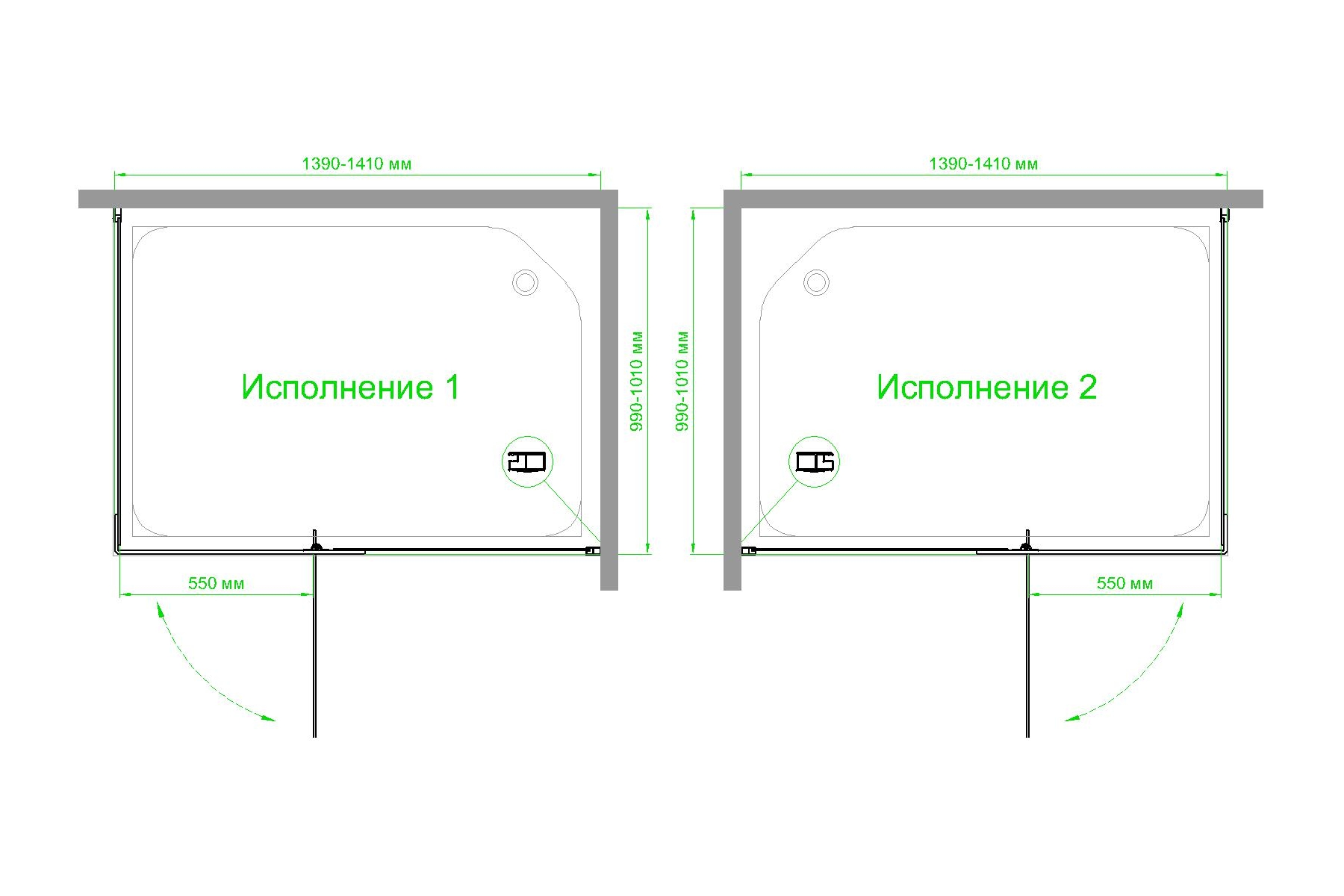 Душевой уголок Royal Bath HPVD 140х100 профиль черный стекло прозрачное RB1140HPVD-T-BL - 3