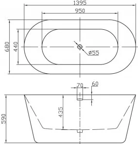 Акриловая ванна BELBAGNO 140х68 белый  BB306-1395 - 4