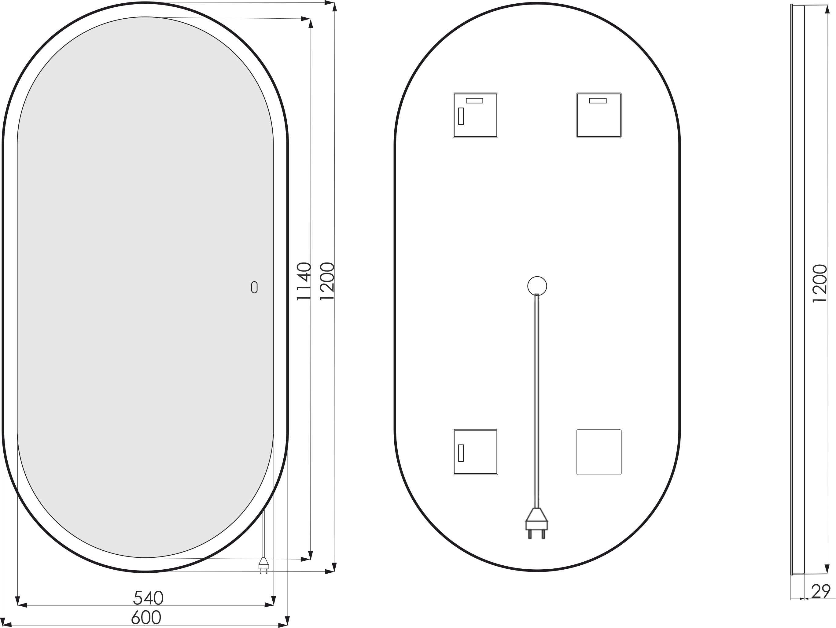Зеркало STWORKI Мальмё 120 с подсветкой, сенсор на зеркале, овальное, настенное LED-00002201 - 7