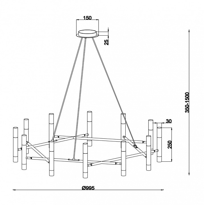 Подвесная люстра Maytoni Vigo MOD031PL-24B - 1