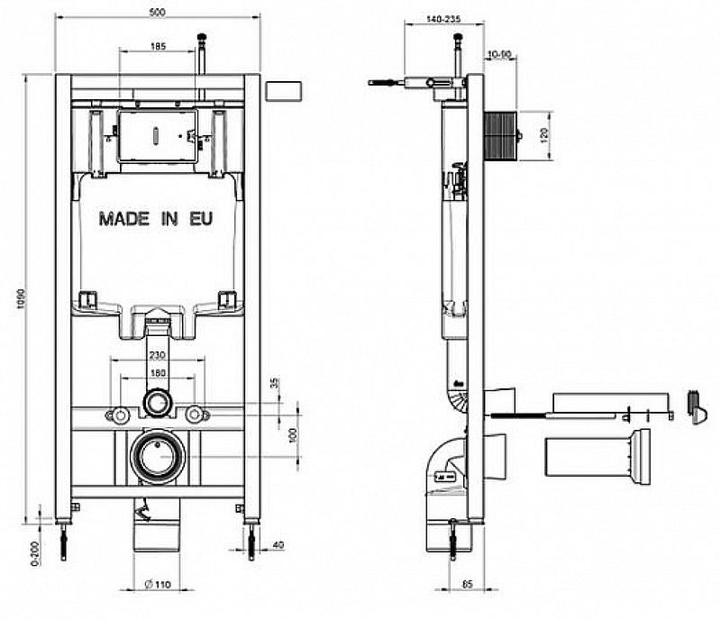 E21739RU-00 Унитаз c инсталляцией Jacob Delafon Patio Rimless, сиденье дюропласт микролифт, клавиша хром (EDV102-00+E70021+E29025+E4316-CP) - 1