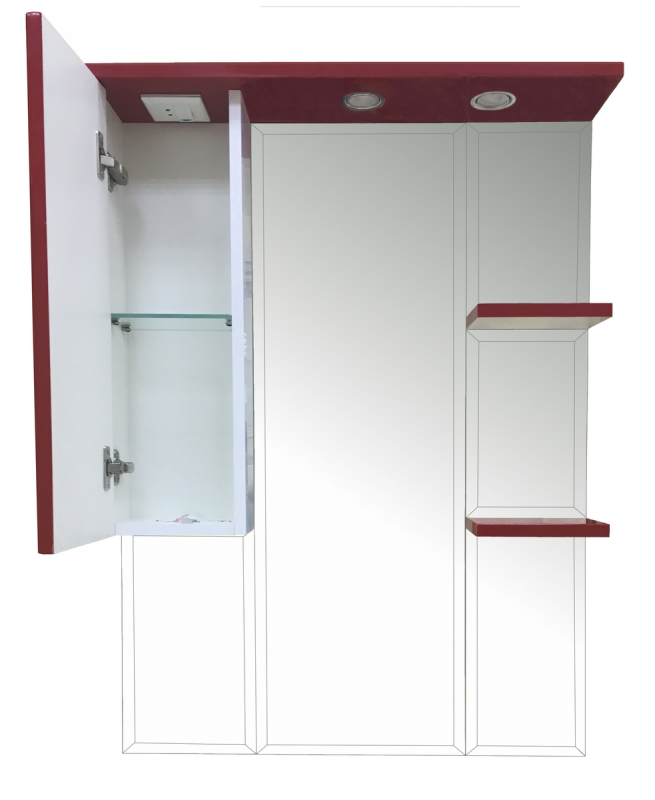 Зеркало Misty Жасмин 75 с подветкой, красная плёнка L П-Жас02075-042СвЛ - 1