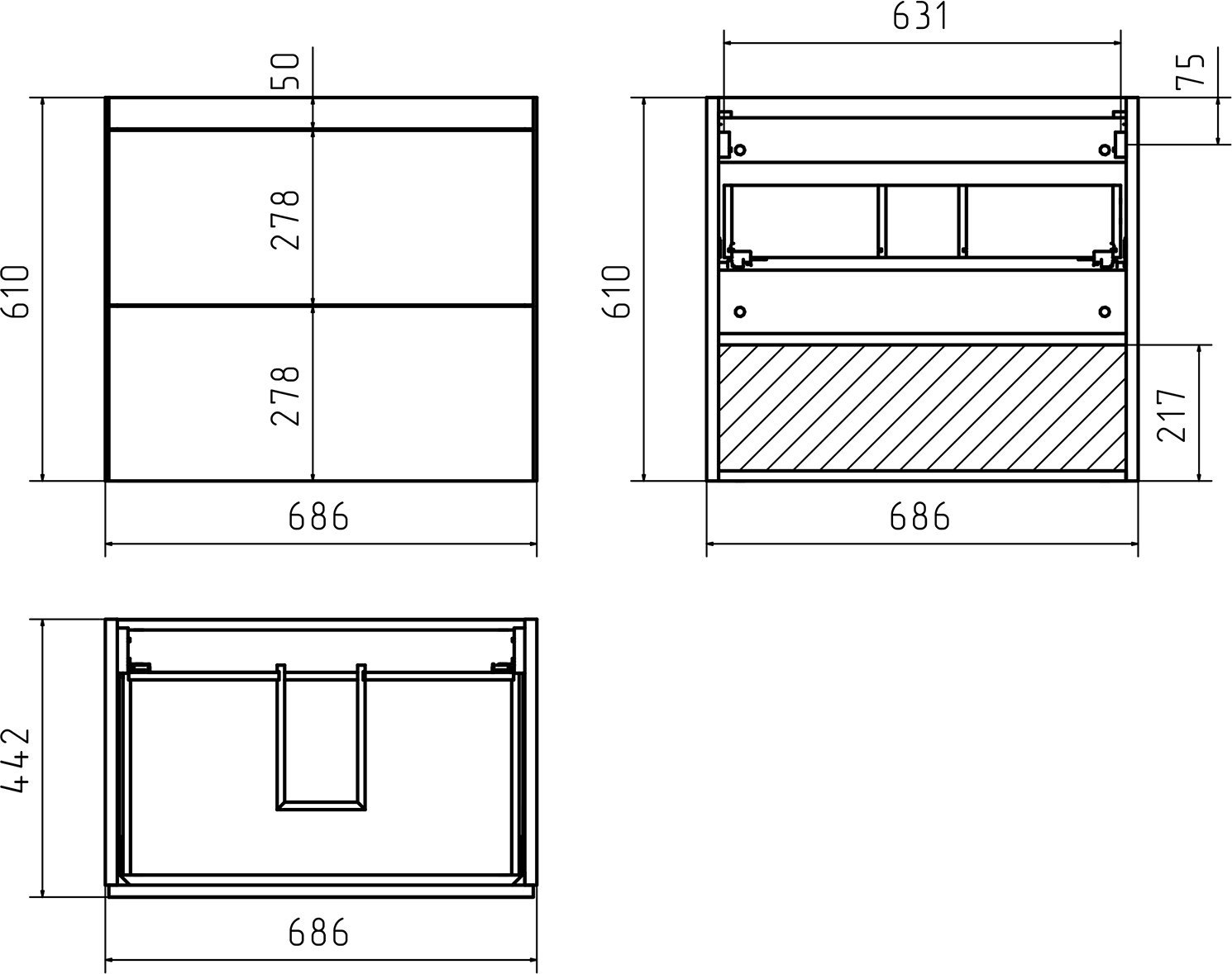 Тумба под раковину Misty Атлантик 70 белая глянцевая П-Атл-01070-011П2Я - 3