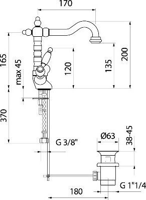 Смеситель для раковины Webert Dorian золото  DO700302010 - 1