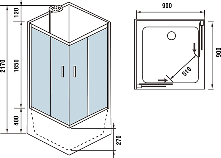 Душевая кабина Weltwasser WW500 Aller 901 90х90 хром  10000003254 - 8