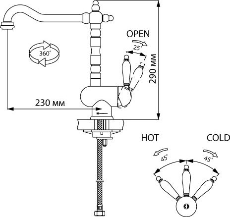 Смеситель Omoikiri Kyoto G для кухонной мойки 4994508 - 1