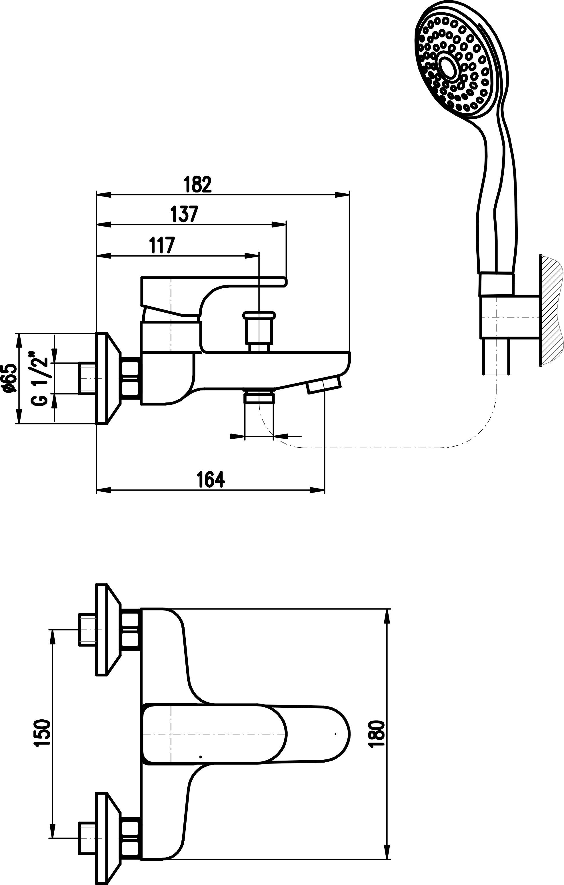 Смеситель Rav Slezak Yukon YU154.5/1CB для ванны с душем - 1